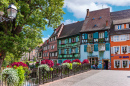 Décoration florale dans la vieille ville, Alsace, France