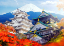 Le château de Himeji et le mont Fuji en automne