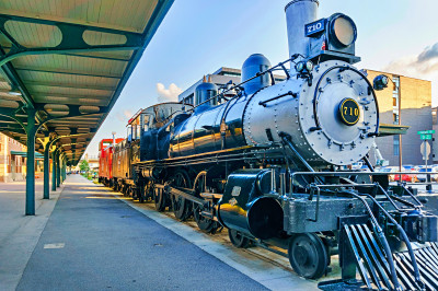 Locomotive à la gare de Lincoln dans le Nebraska, États-Unis