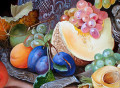 Nature morte aux fruits et raisins