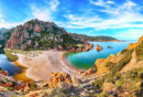 Vue fantastique sur la plage de Li Cossi, Sardaigne, Italie