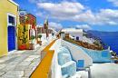 Rues colorées du village d’Oia, île de Santorin