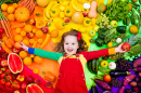 Un arc-en-ciel coloré de fruits et légumes frais