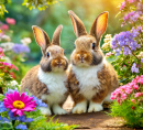 Couple de lapins mignons