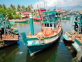 Bateaux de pêche sur le rivage, Vietnam