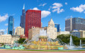 Horizon de Chicago avec la fontaine de Buckingham, États-Unis