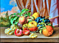 Nature morte de fruits devant une draperie