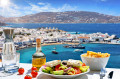 Cuisine grecque sur la magnifique île de Mykonos