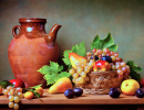 Nature morte aux pommes, raisins, poires et prunes