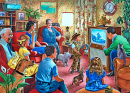 Toute la famille regarde la télévision