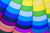 À l’intérieur d’une montgolfière colorée
