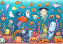 Illustration d’Halloween sous-marin