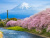 Cerisiers en fleurs et mont Fuji, Shizuoka, Japon