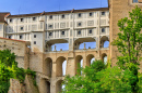 Pont Mantelbrücke au château de Cesky Krumlov