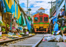 Marché ferroviaire de Maeklong à Bangkok, Thaïlande