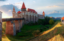 Château de Corvin à Sunrise, Hunedoara, Roumanie