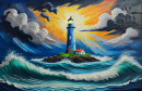 Phare et tempête dans l’océan