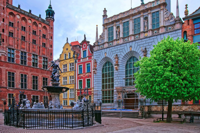 La fontaine de Neptune à Gdańsk, Pologne