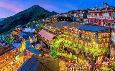 Vue de la vieille rue Jiufen à Taipei, Taïwan