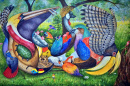 Beaux oiseaux, peinture abstraite