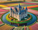 Château Hollandais et champs de tulipes