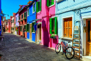 Rues de l’île de Burano, Venise, Italie