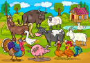 Scène joyeuse des animaux de la ferme