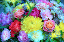 Bouquet de Roses, Œillets et Chrysanthèmes