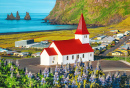 Vue de l’église de Reyniskirkja à Vik, Islande