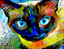 Visage de chat mignon dans le style impressionniste