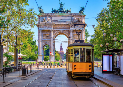 Vue de l’arc de la paix à Milan, Italie