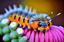Chenille sur une fleur