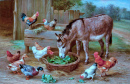L’heure du repas à la ferme par Edgar Hunt (1935)