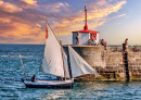 Phare du port de Barfleur, Normandie, France