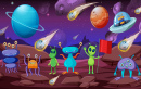 Scène avec des extraterrestres dans l’espace