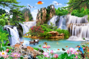 Un paysage magnifique avec des cascades