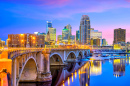Le centre-ville de Minneapolis à Sunset, Minnesota, États-Unis