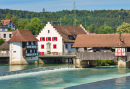 Pont couvert médiéval à Bremgarten, Suisse