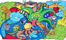 Gribouillis de créatures marines folles