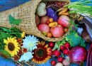 Cornucopia débordante de légumes et de fruits