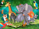 Animaux heureux dans la jungle
