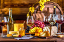 Festin rustique de vin et de fromage