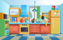 Intérieur chaleureux d’une cuisine colorée