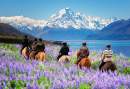 Équitation dans le parc national de Mount Cook, Nouvelle-Zélande