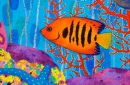 Peinture acrylique Poisson-ange Flamme