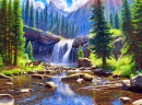 Paysage montagneux avec une cascade