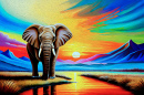 Éléphant au coucher du soleil au Kenya