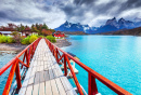 Paysages incroyables de la Patagonie, lac Pehoe, Chili